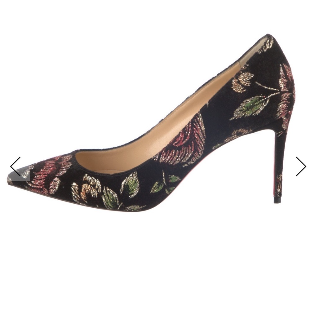 Christian Louboutin Black Floral Heels- NWT - Picture 3 of 10